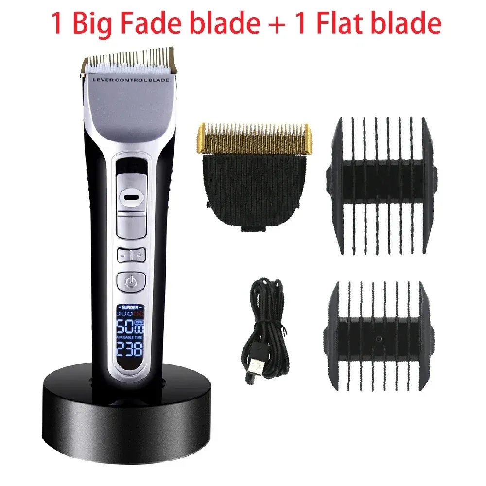 Tondeuse à cheveux électrique à lame mobile, rechargeable par USB, avec écran LCD, pour salon et barbier 7