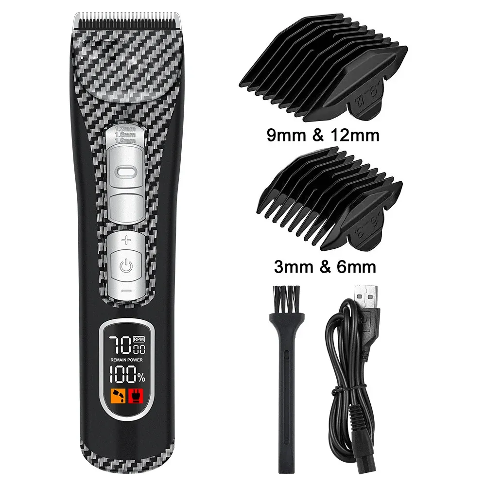 Tondeuse à cheveux électrique à lame mobile, rechargeable par USB, avec écran LCD, pour salon et barbier 13