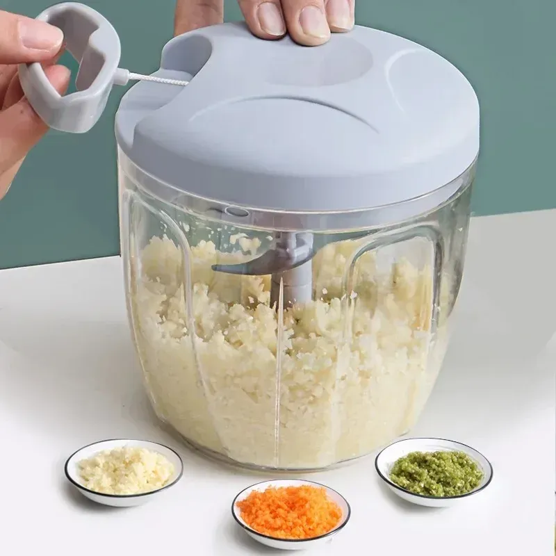 Hachoir à ail manuel 500/900 ml, presse-ail et coupe-légumes multifonction 2