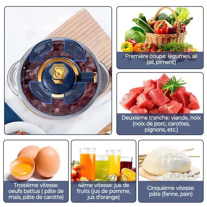 Hachoir à viande électrique en acier inoxydable 5 L, grande capacité 3