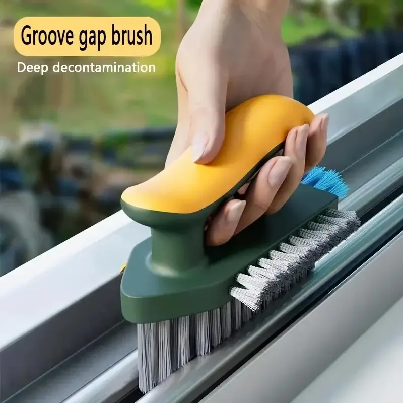 Brosse multifonctionnelle 4 en 1 pour joints de carrelage, nettoyage des angles, sols et baignoires, lot de 2