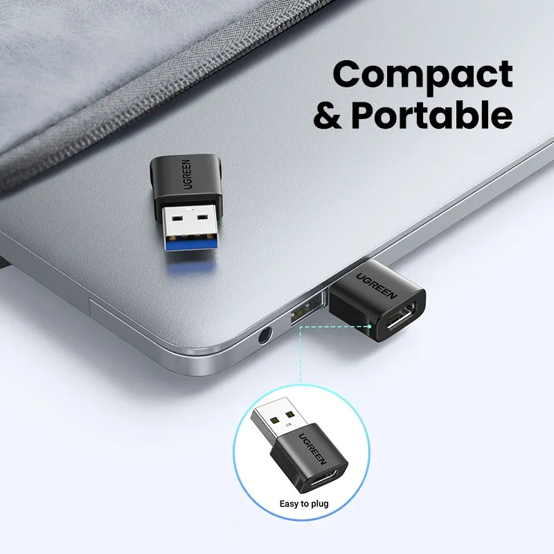UGREEN Adaptateur USB 3.1 Type-C OTG, câble adaptateur mâle USB-C vers femelle USB-C pour MacBook, Samsung S10, Huawei 6
