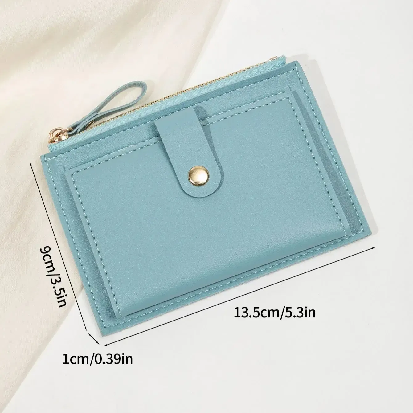 Porte-cartes court pour femme minimaliste et tendance, ultra-fin, mini portefeuille en similicuir PU 5
