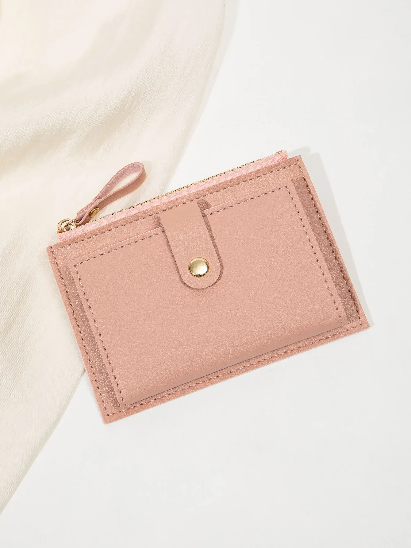Porte-cartes court pour femme minimaliste et tendance, ultra-fin, mini portefeuille en similicuir PU 7