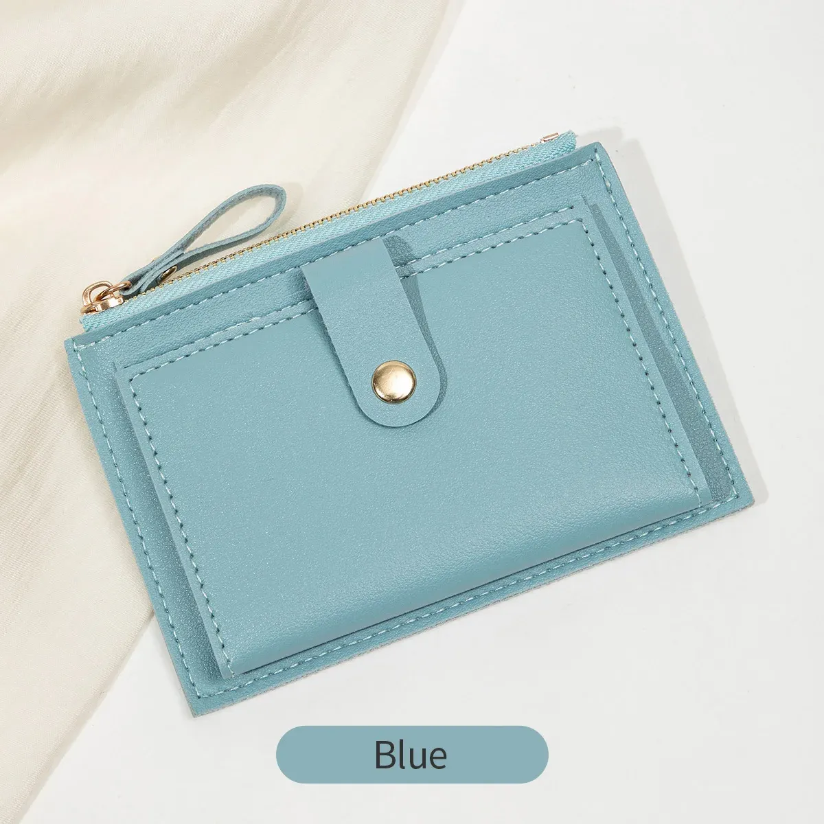 Porte-cartes court pour femme minimaliste et tendance, ultra-fin, mini portefeuille en similicuir PU 10