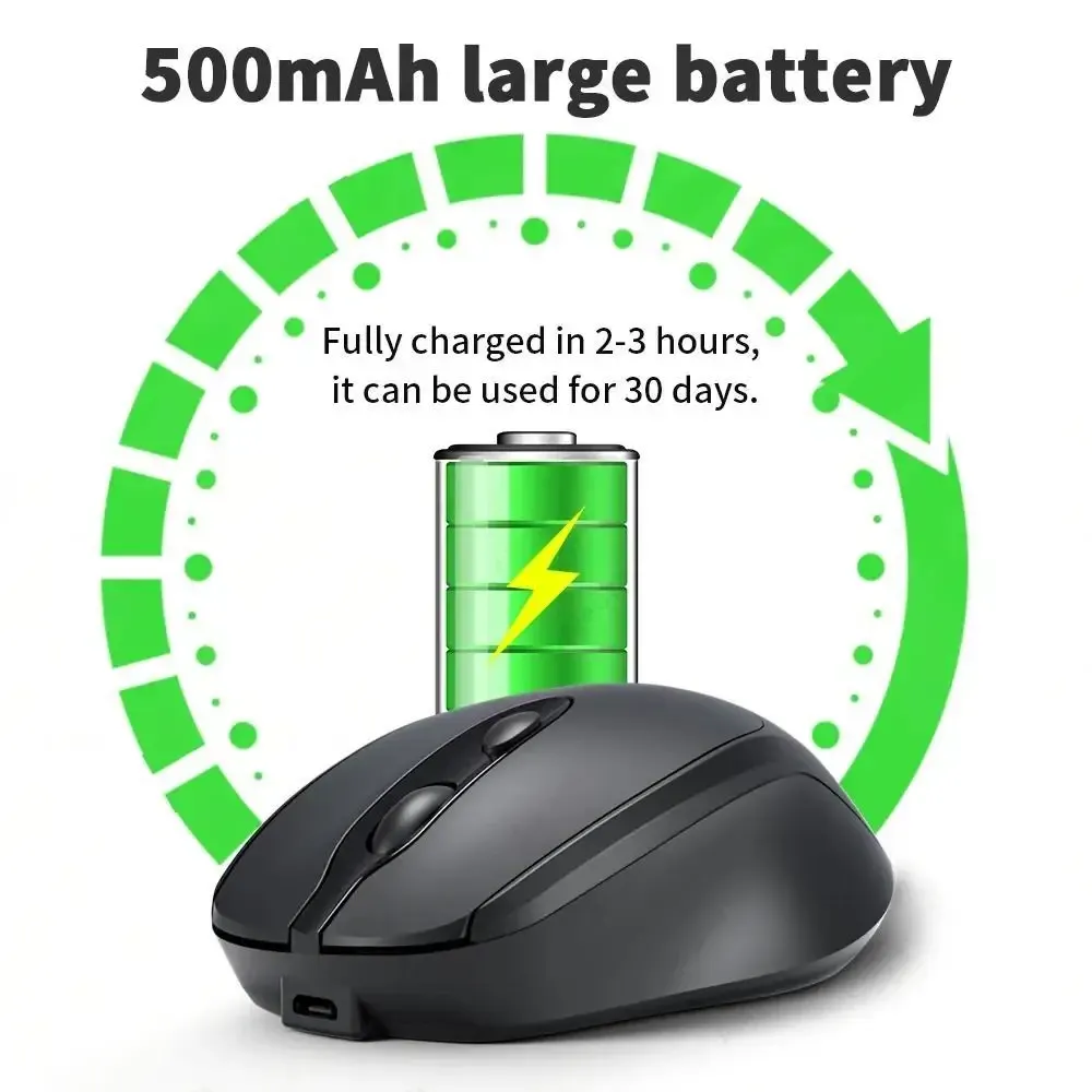 Souris Bluetooth sans fil rechargeable Beechip, silencieuse, avec connexion USB, ergonomique, compatible ordinateur portable et MacBook - Image 1