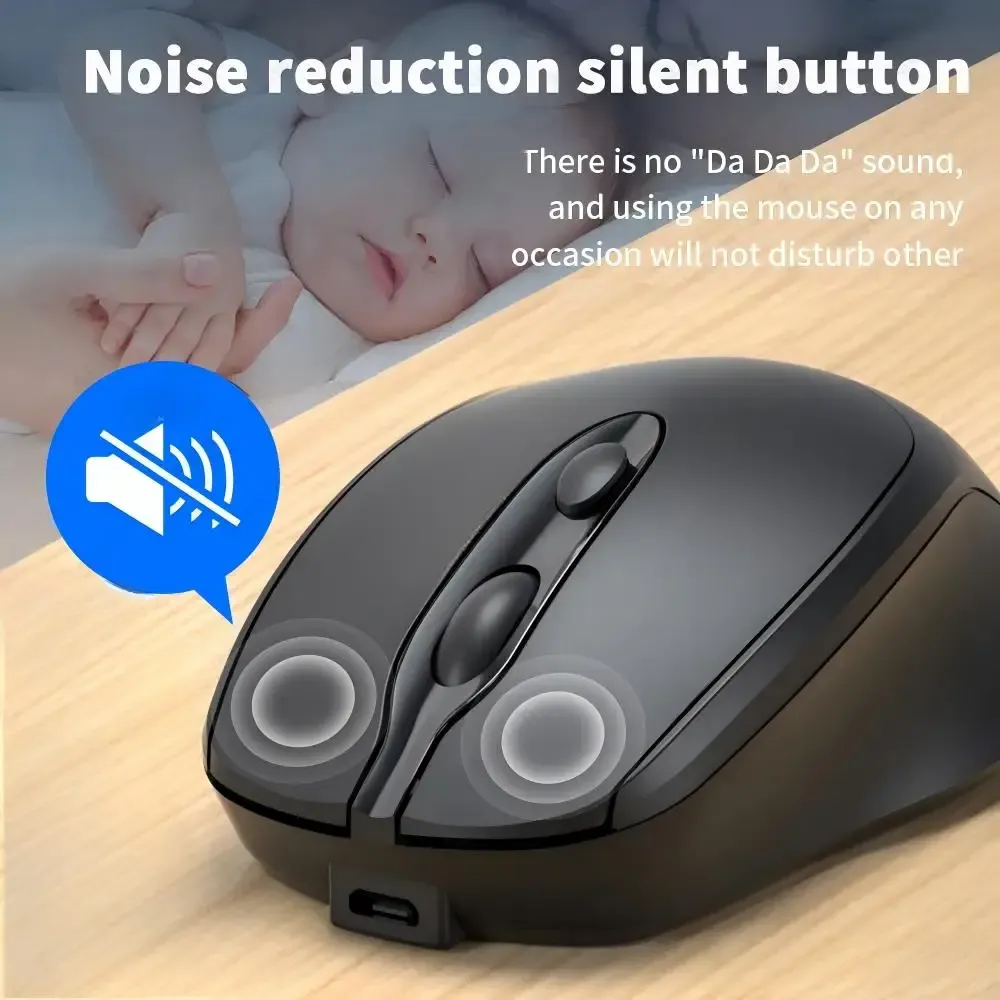 Souris Bluetooth sans fil rechargeable Beechip, silencieuse, avec connexion USB, ergonomique, compatible ordinateur portable et MacBook 4