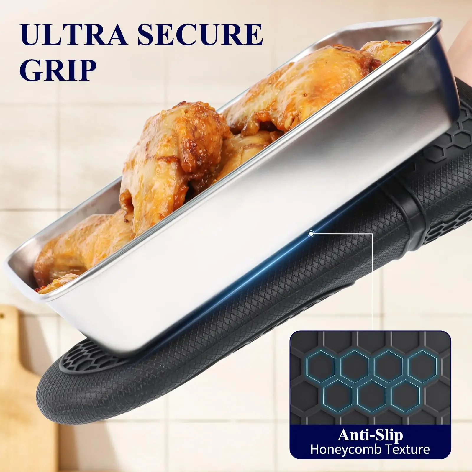 Maniques en silicone, lot de 2, gants de cuisine résistants à la chaleur à doublure douce, un excellent cadeau pour la cuisine 4