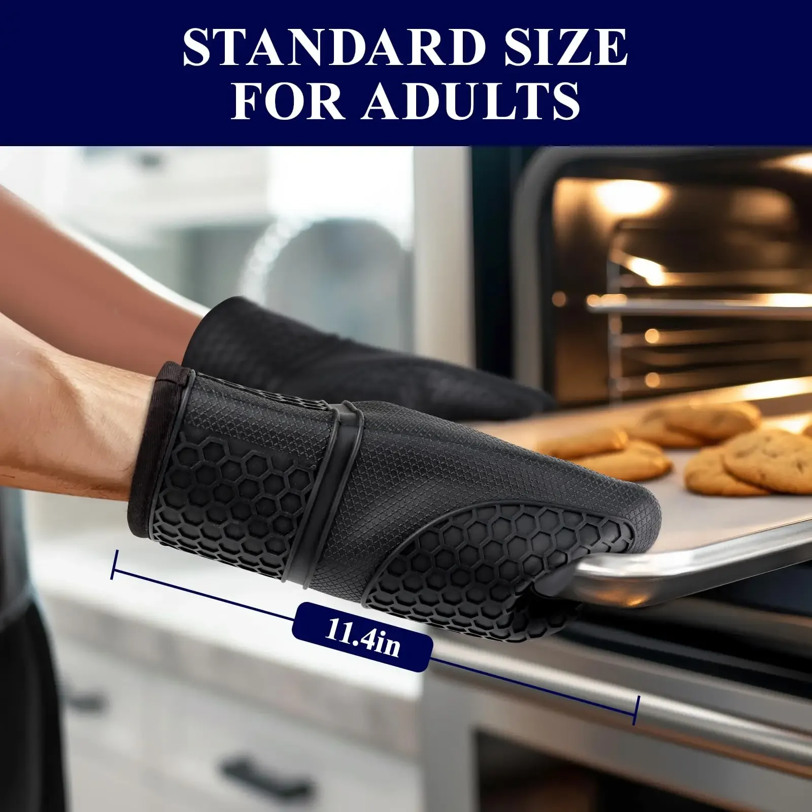 Maniques en silicone, lot de 2, gants de cuisine résistants à la chaleur à doublure douce, un excellent cadeau pour la cuisine 6