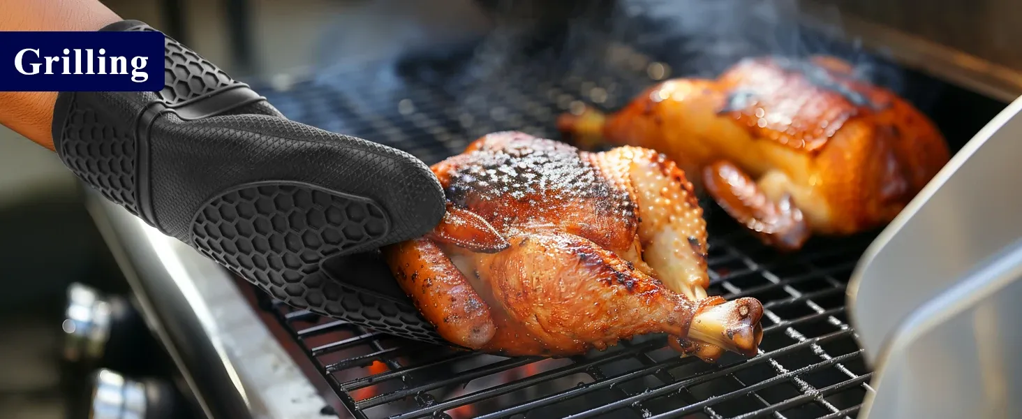 Mitaines de four en silicone, utilisation en cuisine