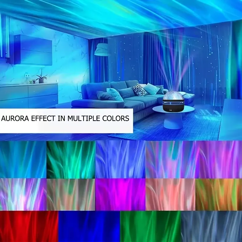 Projecteur d'étoiles et de galaxies à effet vagues d'océan, veilleuse pour chambre à coucher, 7 couleurs 3