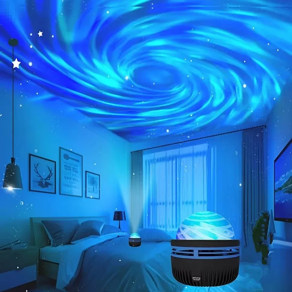 Projecteur d'étoiles et de galaxies à effet vagues d'océan, veilleuse pour chambre à coucher, 7 couleurs 4