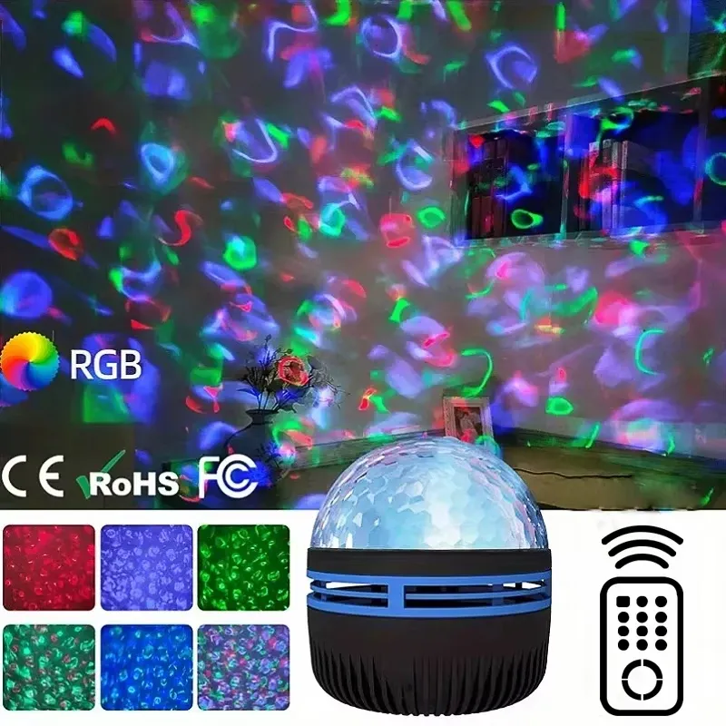 Projecteur d'étoiles et de galaxies à effet vagues d'océan, veilleuse pour chambre à coucher, 7 couleurs 9