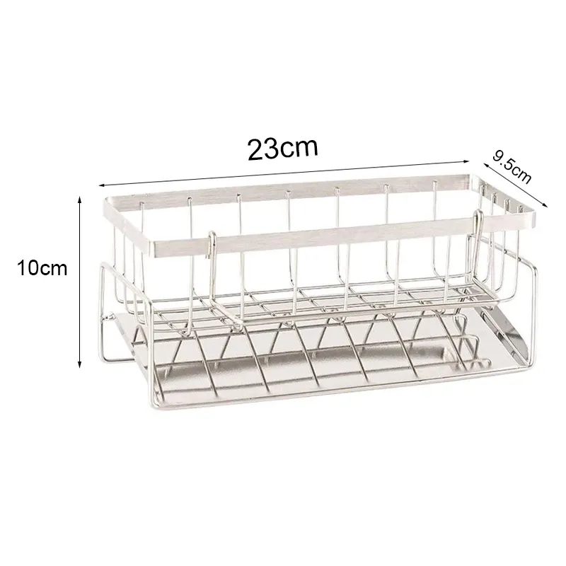 Support de rangement pour outils de nettoyage d'évier, égouttoir multifonctionnel en acier inoxydable pour cuisine, organisateur pour éponges et nettoyants, porte-chiffon 6