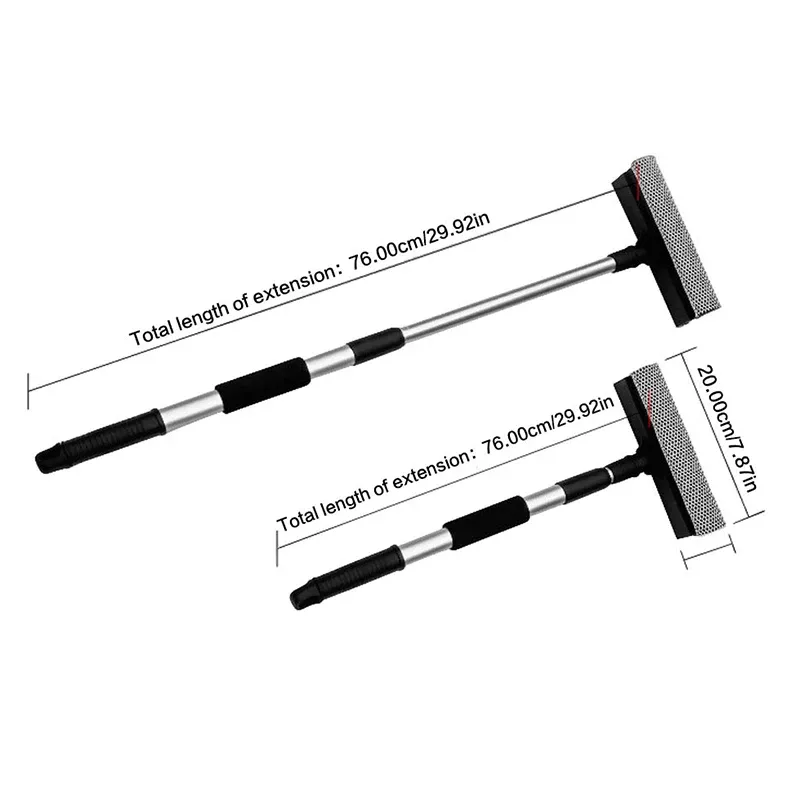 Nettoyeur de vitres de voiture avec manche télescopique, raclette, brosse et outil d'essuie-glace, 1 pièce 7