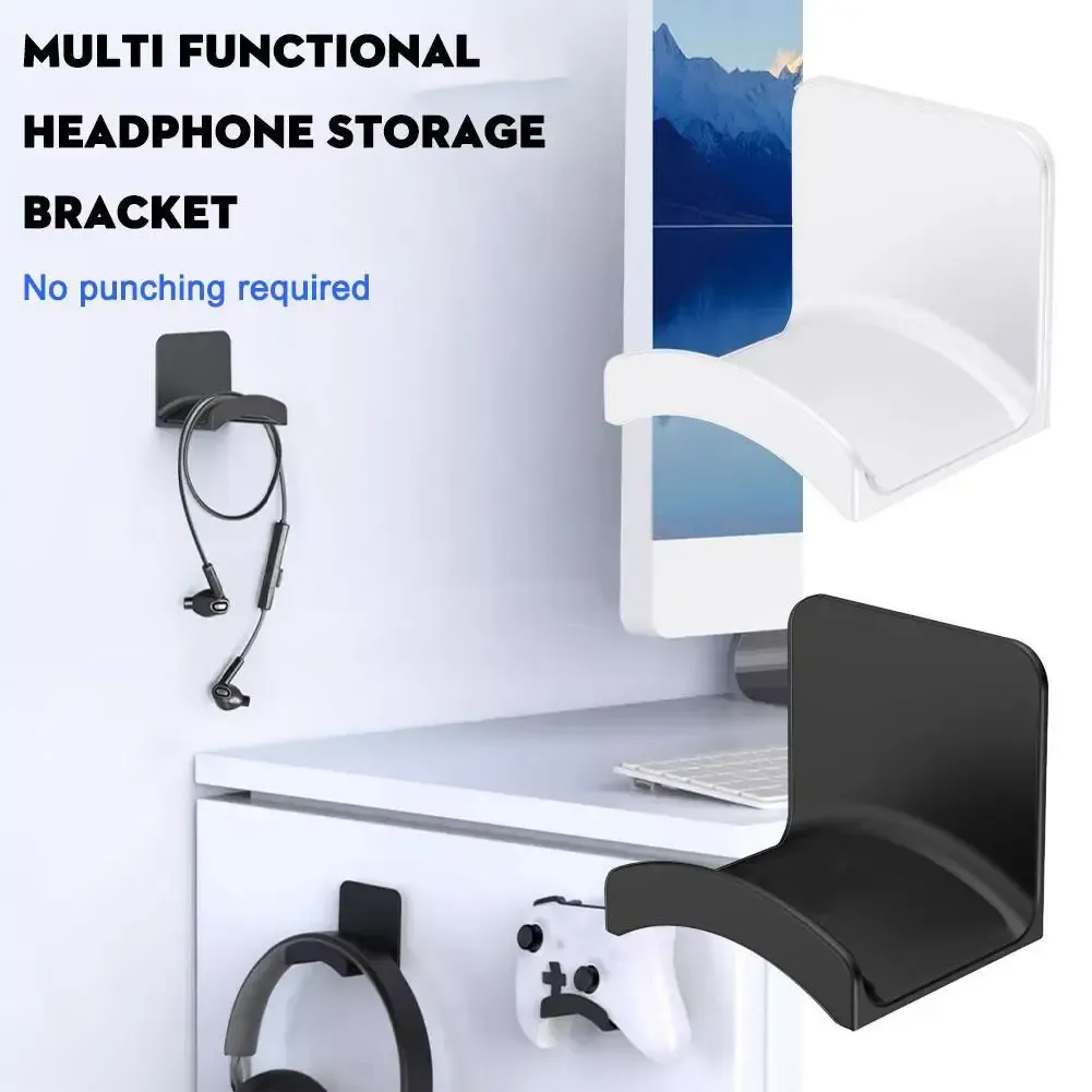 Support mural multifonction pour écouteurs et casque de jeu, sans perçage, avec crochet de rangement à suspendre sous le bureau 2