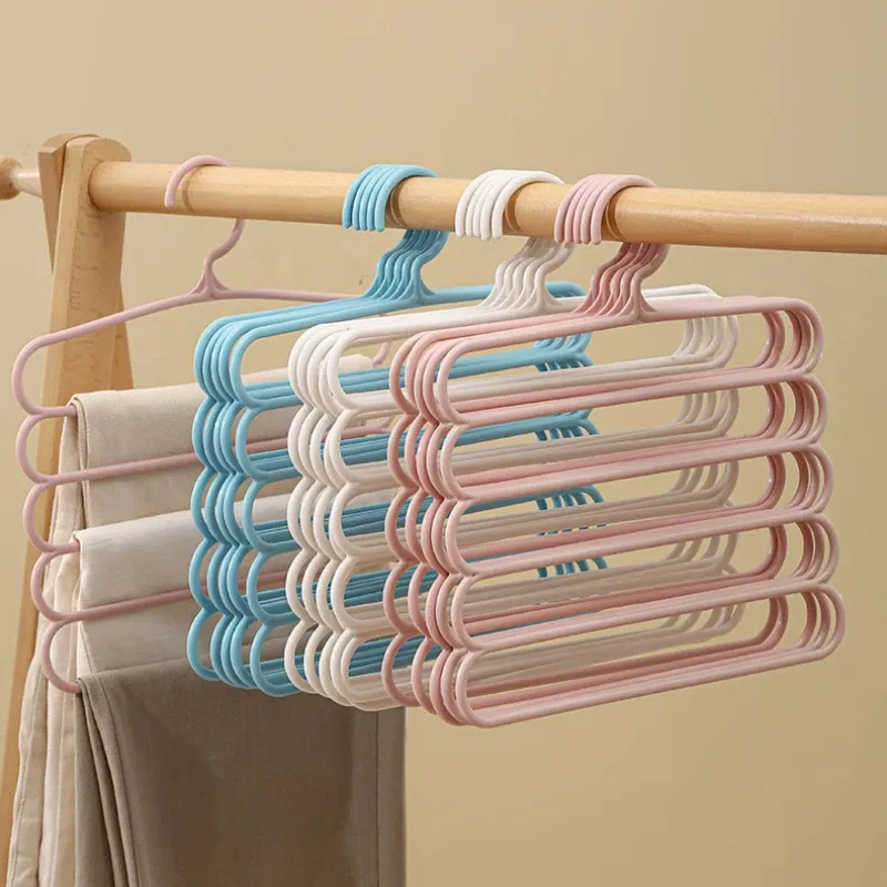 FJHANGERS Cintres à 5 Couches pour Vêtements, Organisateur de Rangement pour Placard, Serviettes et Écharpes 1