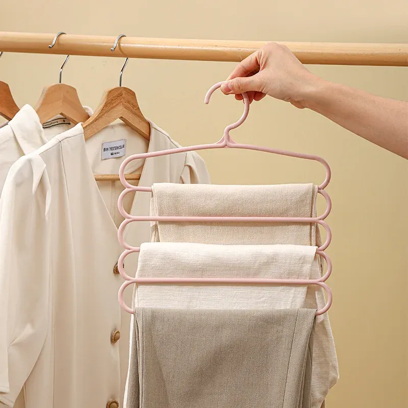 FJHANGERS Cintres à 5 Couches pour Vêtements, Organisateur de Rangement pour Placard, Serviettes et Écharpes 3