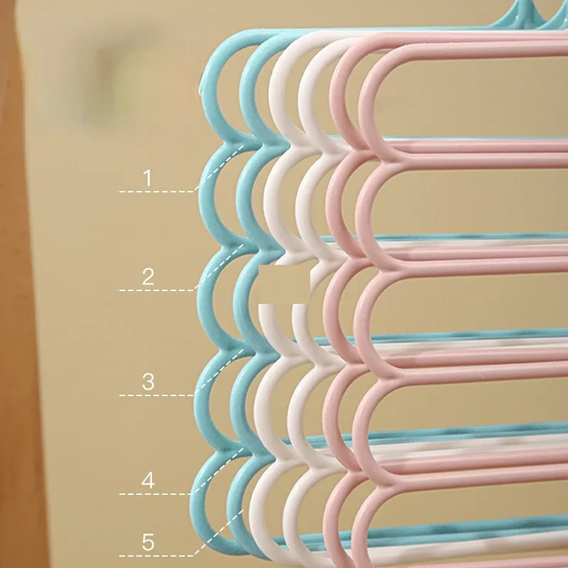 FJHANGERS Cintres à 5 Couches pour Vêtements, Organisateur de Rangement pour Placard, Serviettes et Écharpes 5