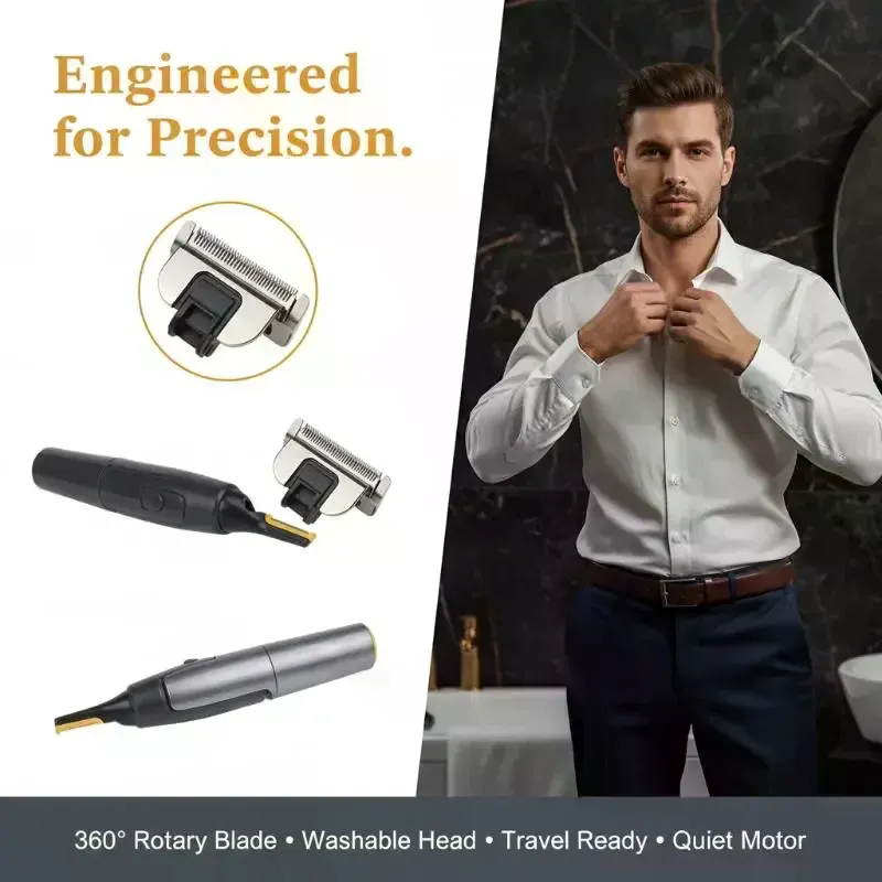 Tondeuse électrique pour hommes, mini-tondeuse portable étanche pour poils du nez et des oreilles, rasoir de précision facile à nettoyer 4