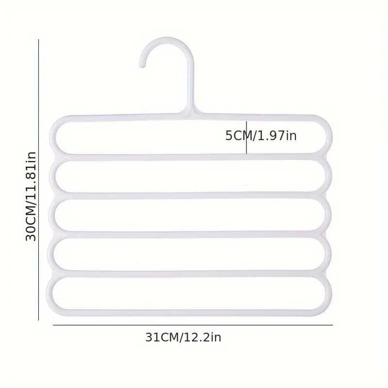 Organisateur de pantalons pour placard à 5 niveaux, cintre multifonctionnel peu encombrant pour vêtements, pantalons, écharpes et cravates 6