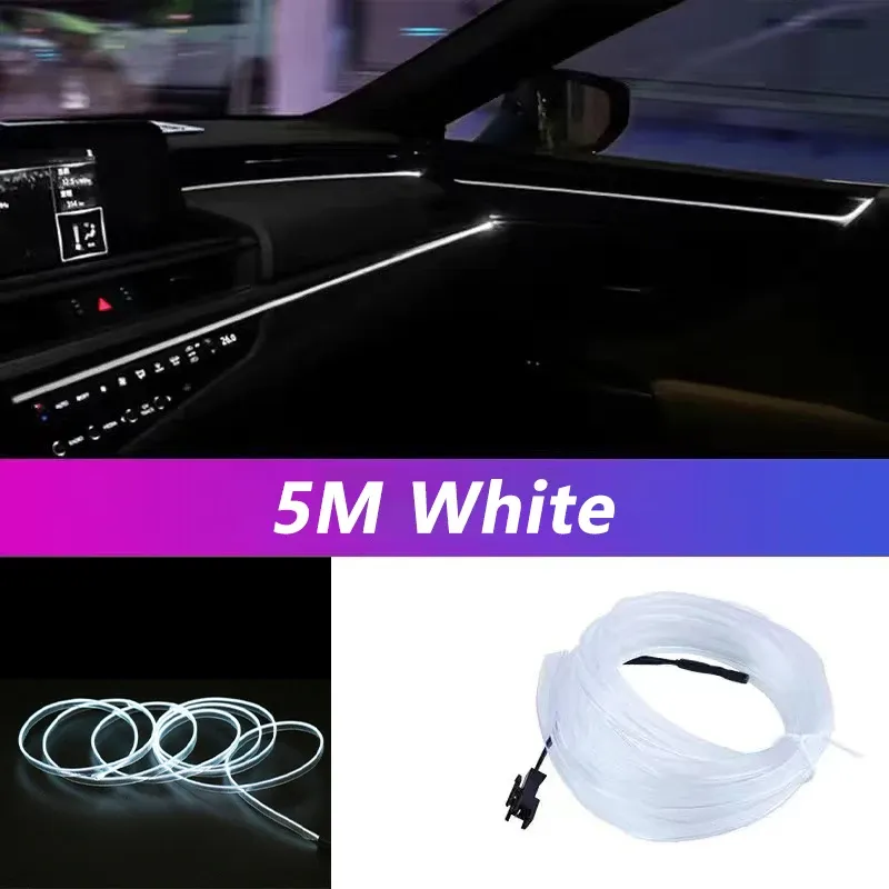 Bande lumineuse LED flexible pour habitacle de voiture, éclairage d'ambiance USB, 5 m 9