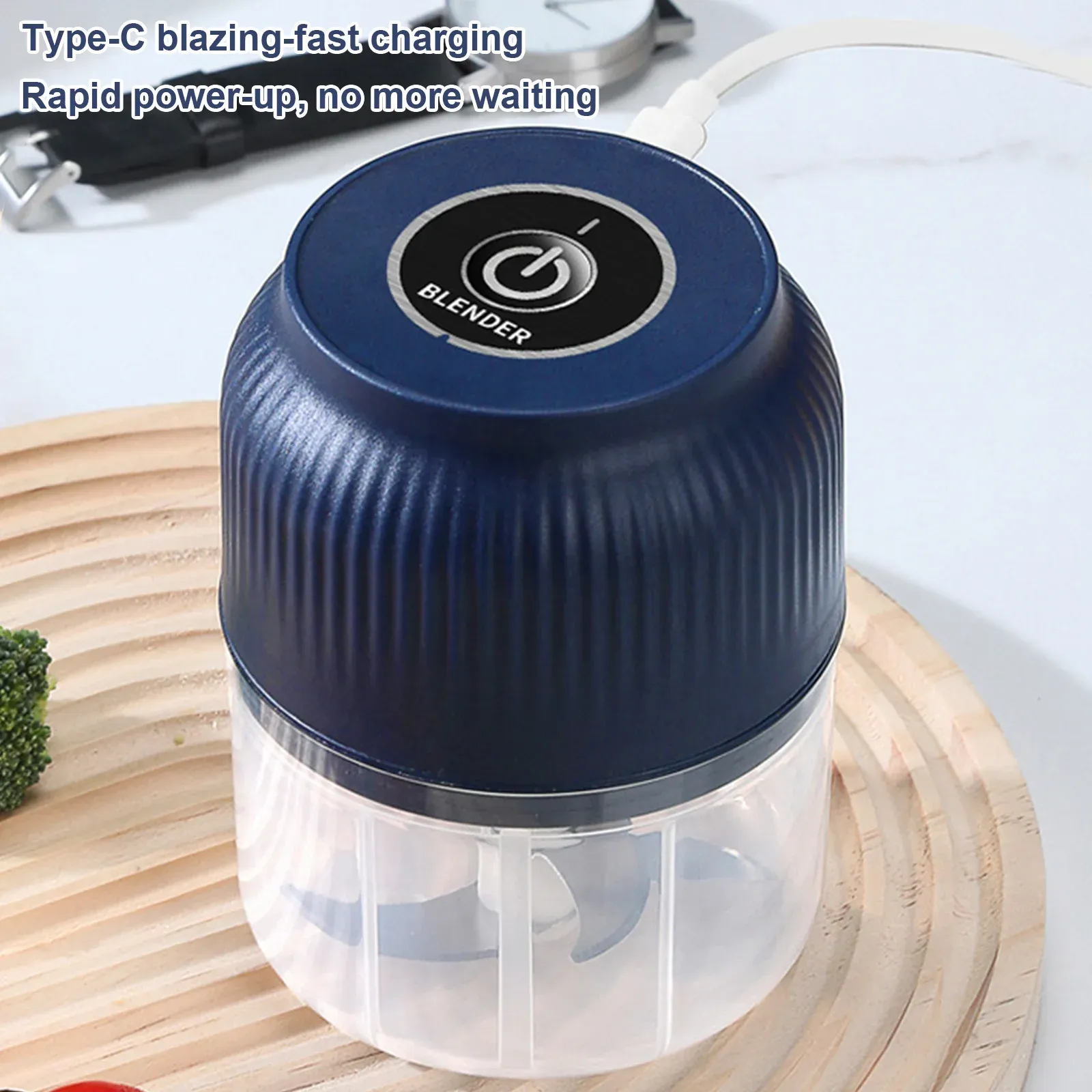 Hachoir électrique portable sans fil 300 ml pour légumes, ail, noix, piments, oignons, viande hachée et épices 3