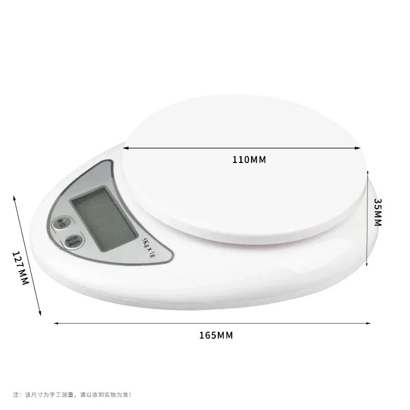 Balance numérique portable LED 5 kg avec plateau 6