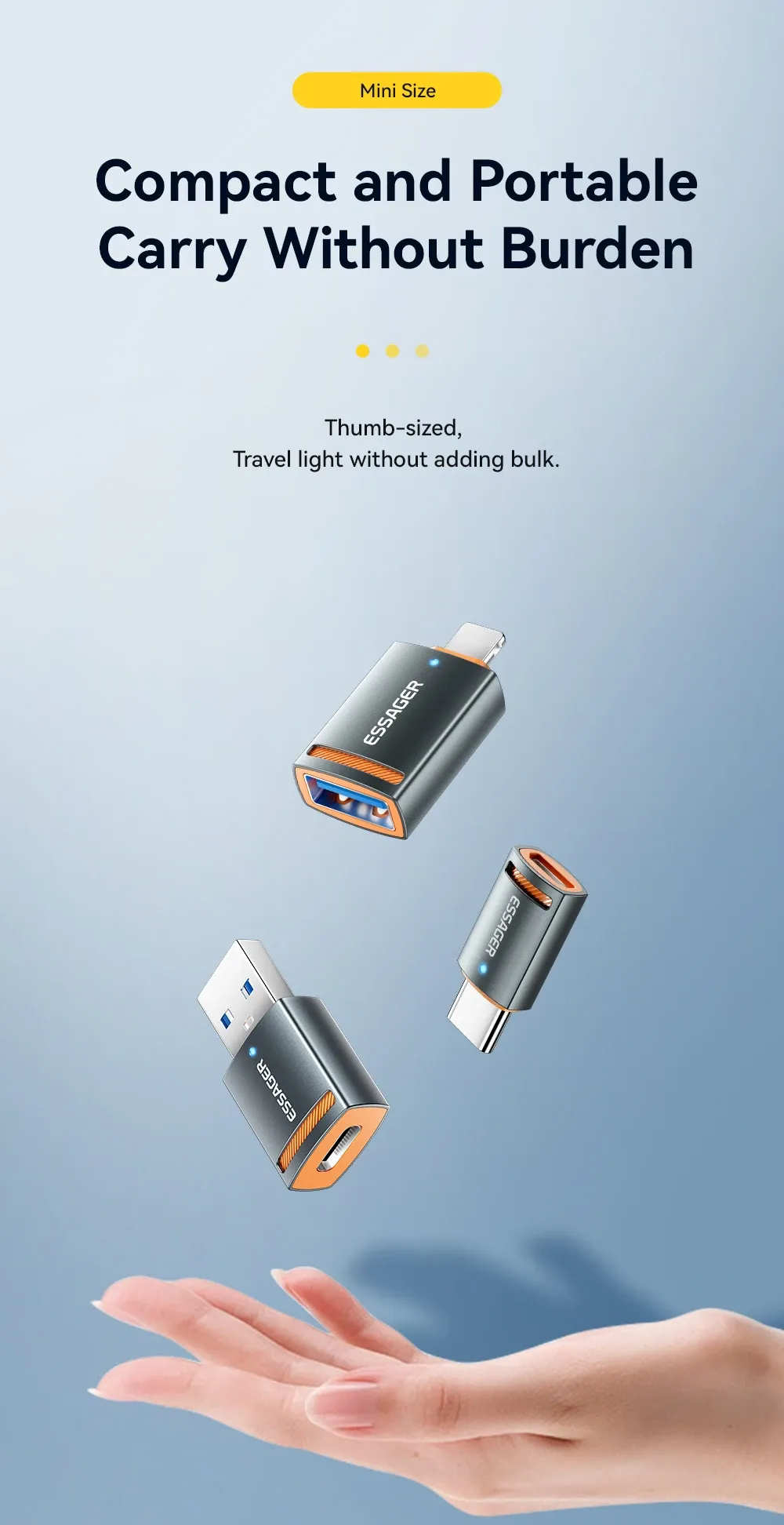 Adaptateur USB 3.0 Essager OTG, pratique au quotidien