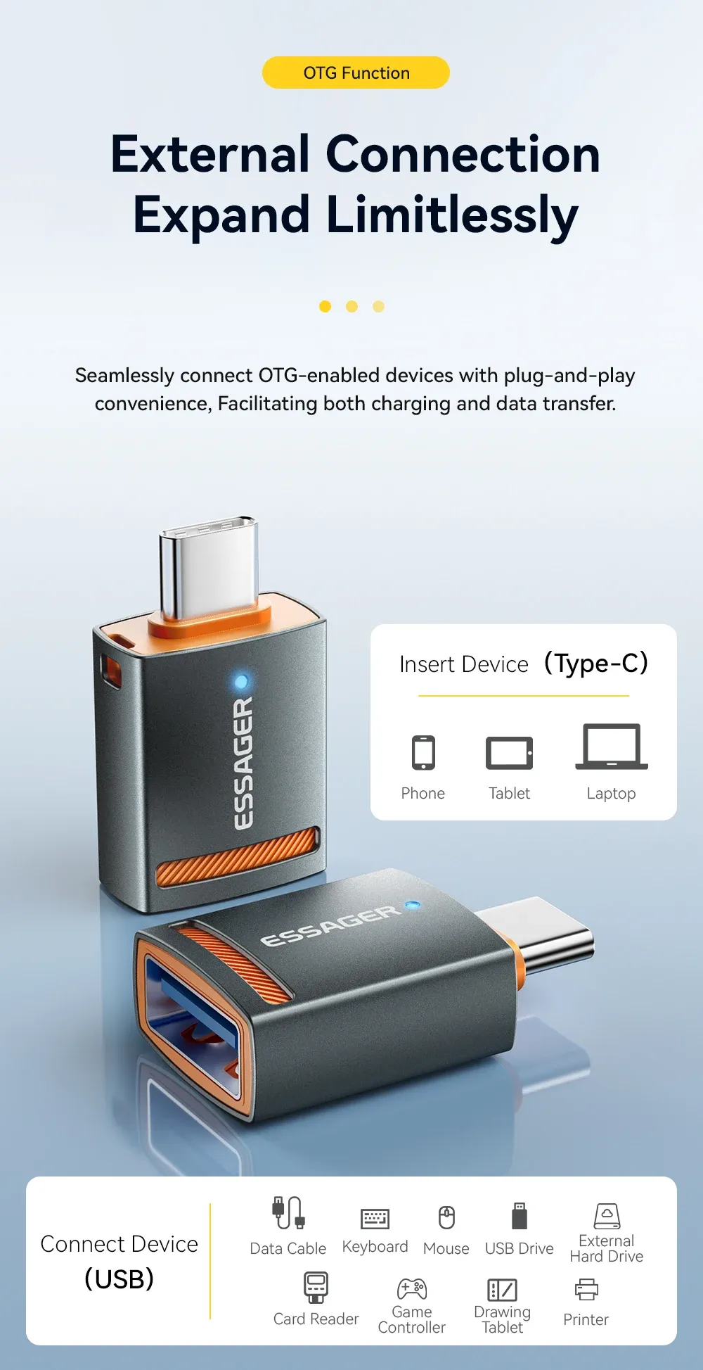 Adaptateur USB 3.0 Essager OTG, compatibilité des appareils