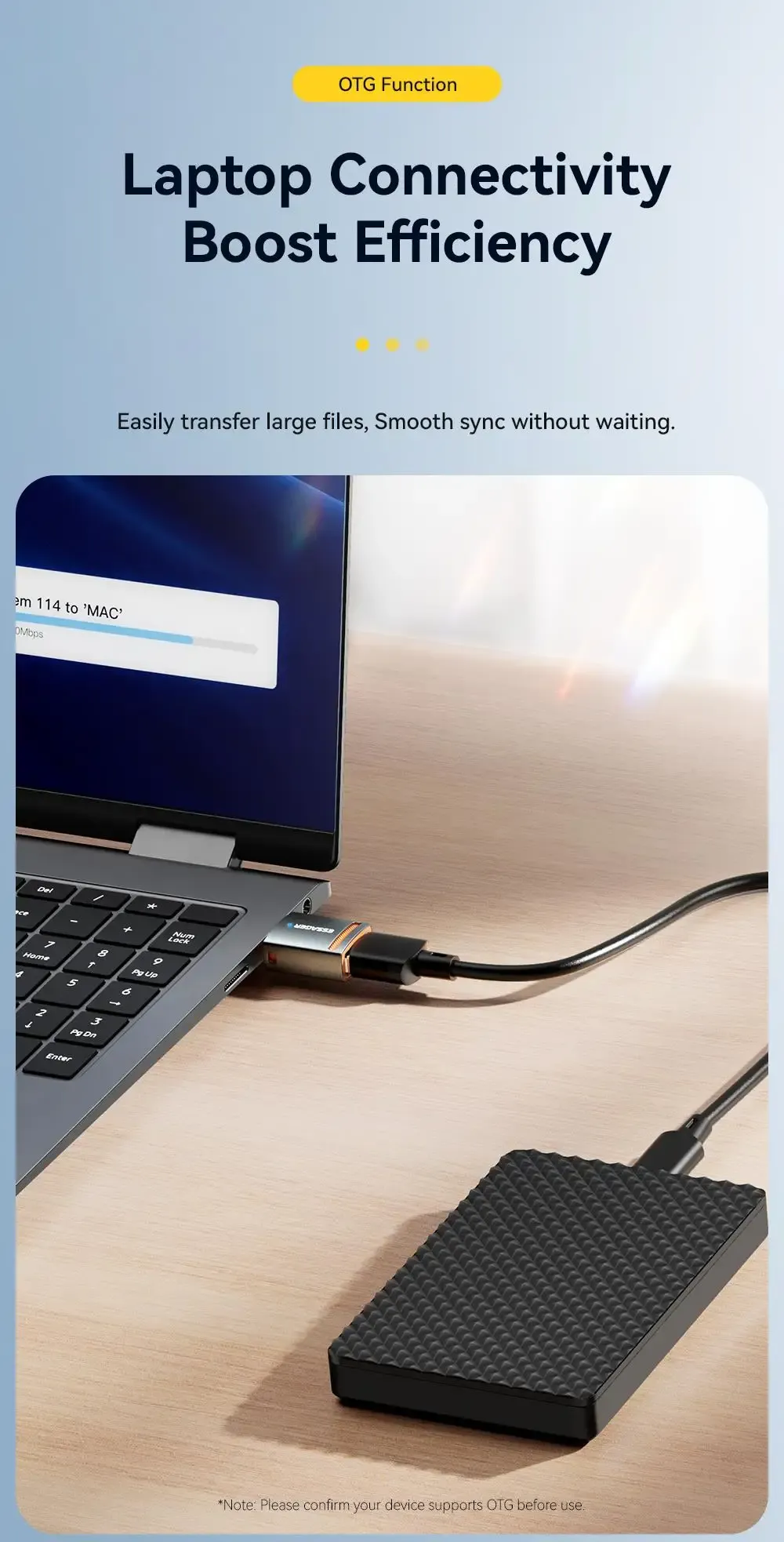 Adaptateur USB 3.0 Essager OTG, connexion aux périphériques