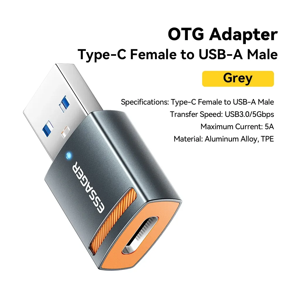 Adaptateur USB 3.0 OTG Essager, USB-A femelle vers USB-C mâle, convertisseur pour MacBook Pro, MacBook Air et Samsung Galaxy S20 et S10 7