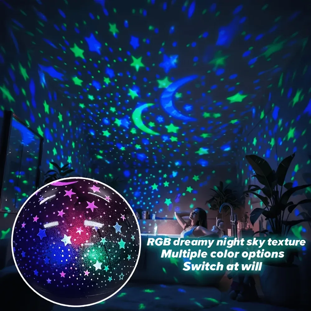 Projecteur LED ciel étoilé, lampe USB étoiles et lune, 5 V, décoration d'ambiance pour la maison 3