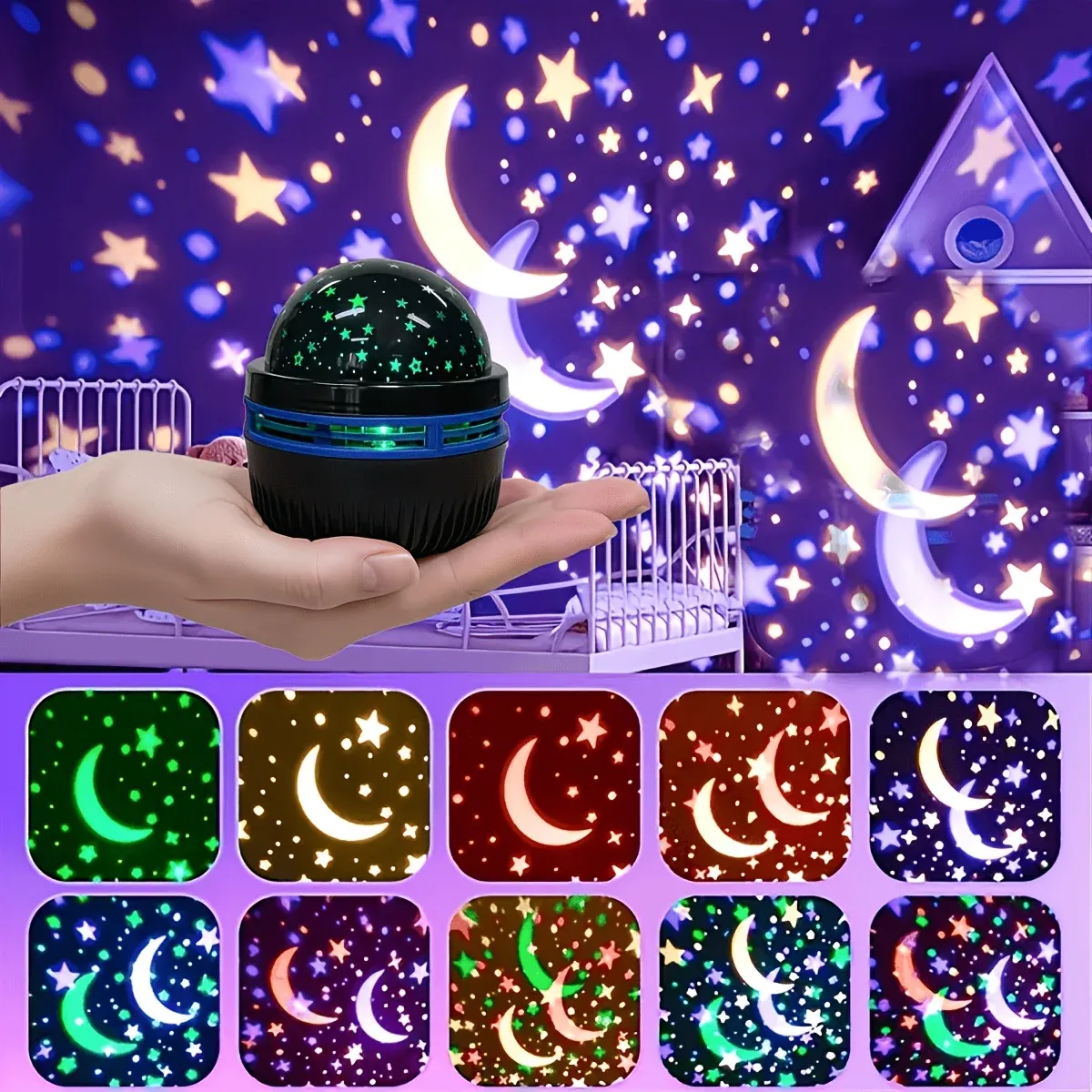 Projecteur LED ciel étoilé, lampe USB étoiles et lune, 5 V, décoration d'ambiance pour la maison 5