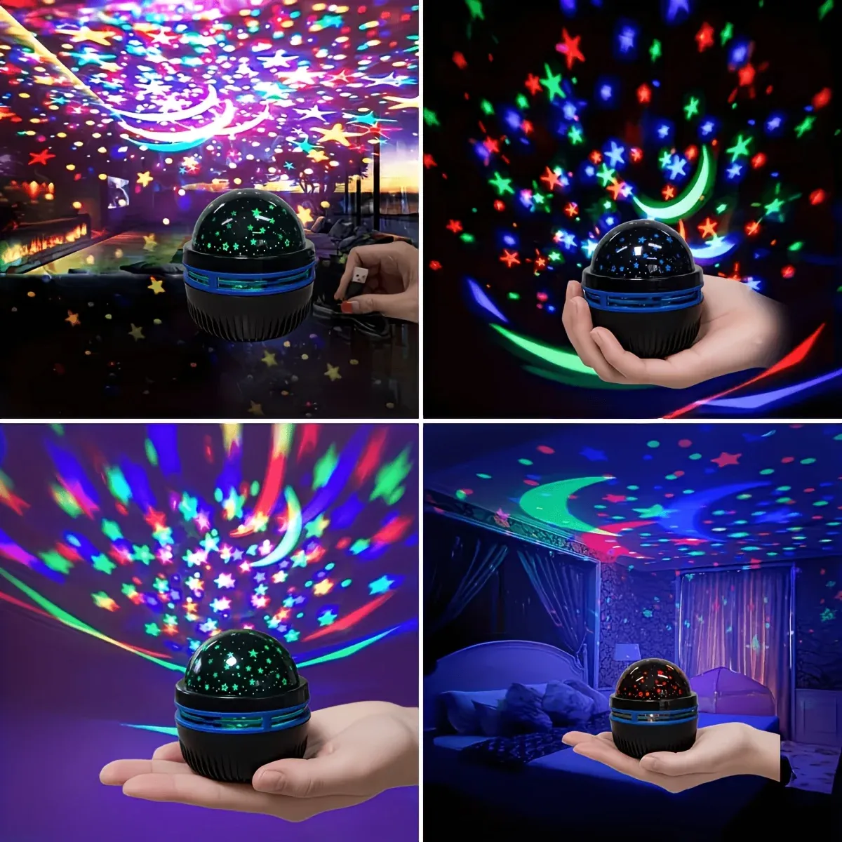 Projecteur LED ciel étoilé, lampe USB étoiles et lune, 5 V, décoration d'ambiance pour la maison 6