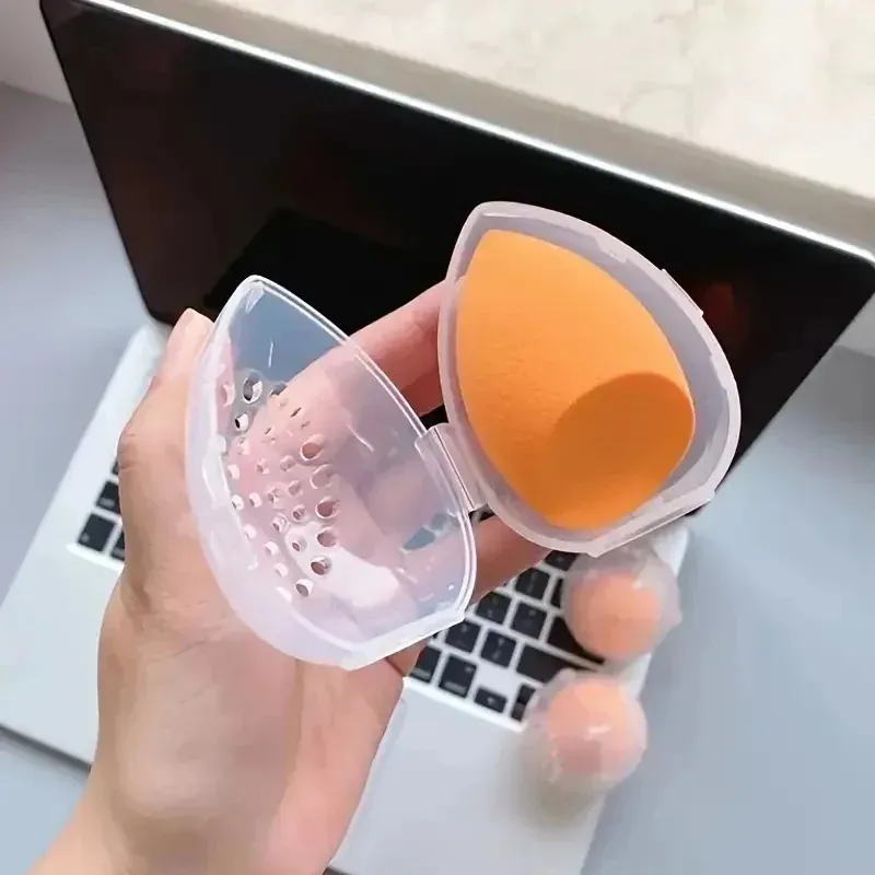 Boîte de rangement portable en forme d'œuf pour éponge de maquillage, en plastique pour cosmétiques 2