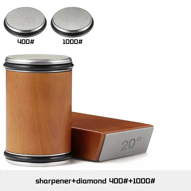 Aiguiseur de couteaux rotatif avec support magnétique, pierre diamantée et guide d'angle 15° et 20°, ensemble d'accessoires de cuisine 28