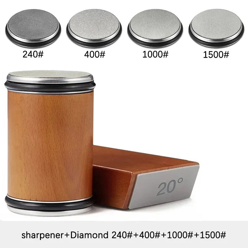 Aiguiseur de couteaux rotatif avec support magnétique, pierre diamantée et guide d'angle 15° et 20°, ensemble d'accessoires de cuisine 11