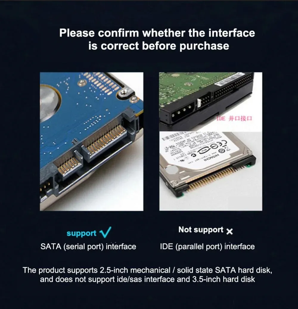 Câble adaptateur SATA vers USB 3.0/2.0 jusqu'à 6 Gbps pour disque dur SSD externe 2,5 pouces 4