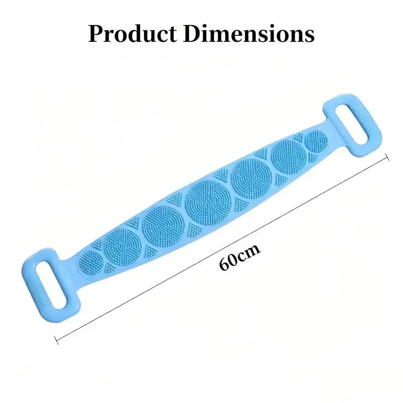 Brosse de douche en silicone pour le corps, gant exfoliant et ceinture de massage pour le dos, brosse allongée pour le nettoyage et l'exfoliation de la peau 2