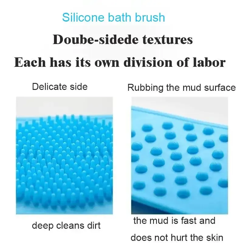 Brosse de douche en silicone pour le corps, gant exfoliant et ceinture de massage pour le dos, brosse allongée pour le nettoyage et l'exfoliation de la peau 3