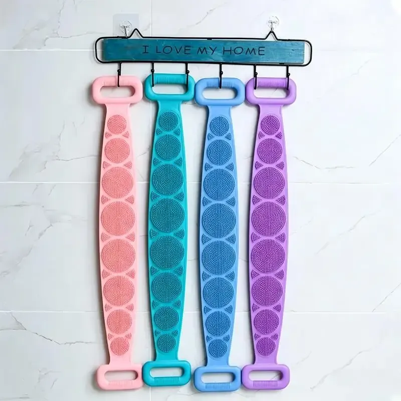 Brosse de douche en silicone pour le corps, gant exfoliant et ceinture de massage pour le dos, brosse allongée pour le nettoyage et l'exfoliation de la peau 6