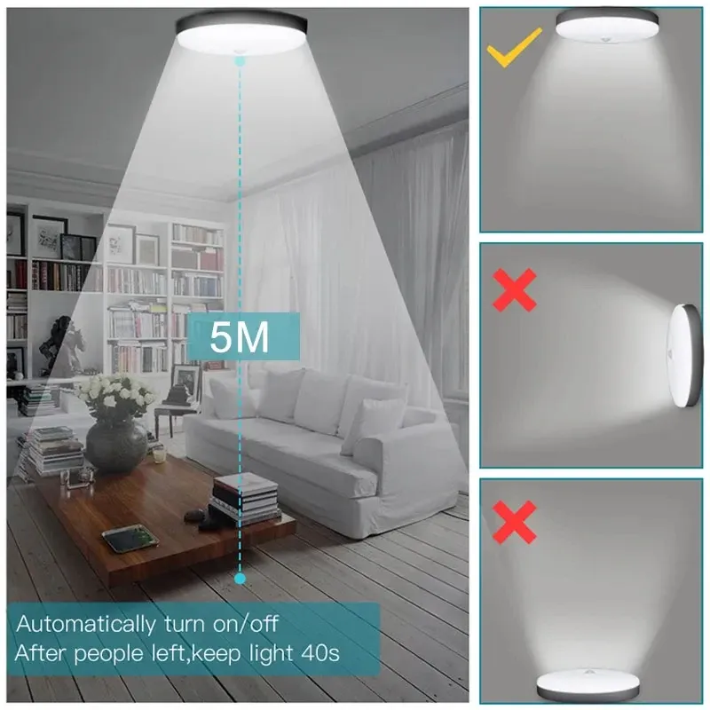 Détecteur de mouvement PIR à LED pour plafonnier, 110 V / 220 V, pour couloir, chambre et toilettes, activation par capteur de présence humaine 6