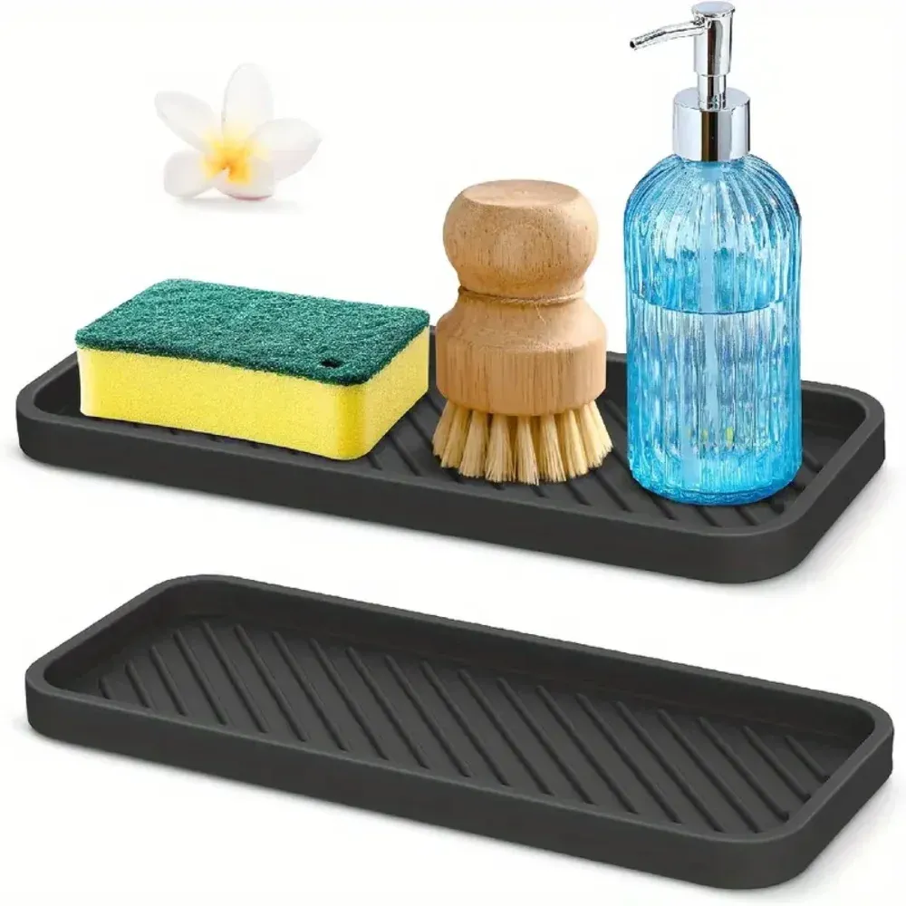 Protection anti-éclaboussures d'évier et porte-savon en silicone, accessoire multifonctionnel de cuisine et de salle de bain, durable et non toxique 2
