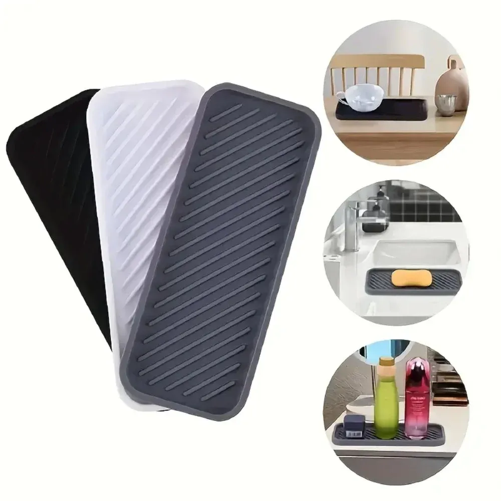 Protection anti-éclaboussures d'évier et porte-savon en silicone, accessoire multifonctionnel de cuisine et de salle de bain, durable et non toxique 4