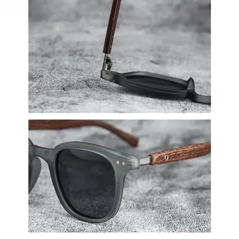 Lunettes de soleil polarisées effet bois pour hommes et femmes, style rétro, protection UV 4