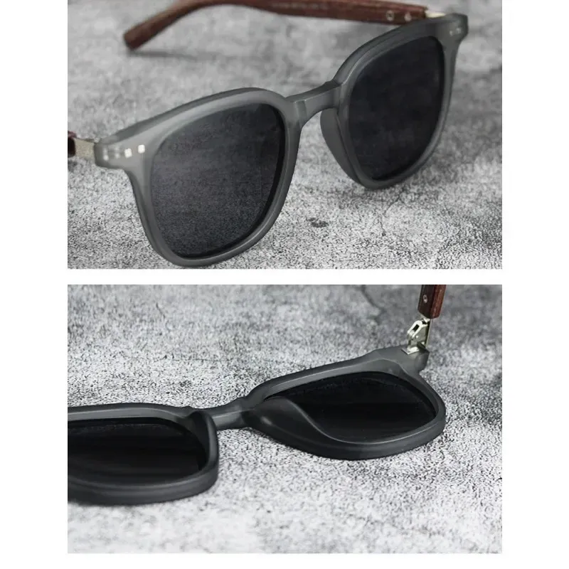 Lunettes de soleil polarisées effet bois pour hommes et femmes, style rétro, protection UV 5
