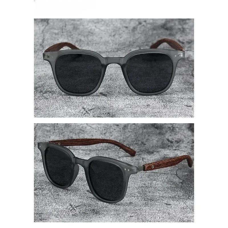 Lunettes de soleil rétro en grain de bois, vue principale