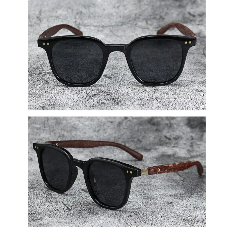 Lunettes de soleil rétro en grain de bois, style urbain