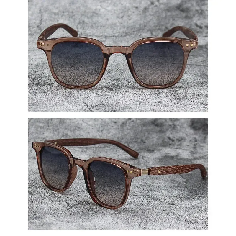 Lunettes de soleil rétro en grain de bois, vue d'ensemble